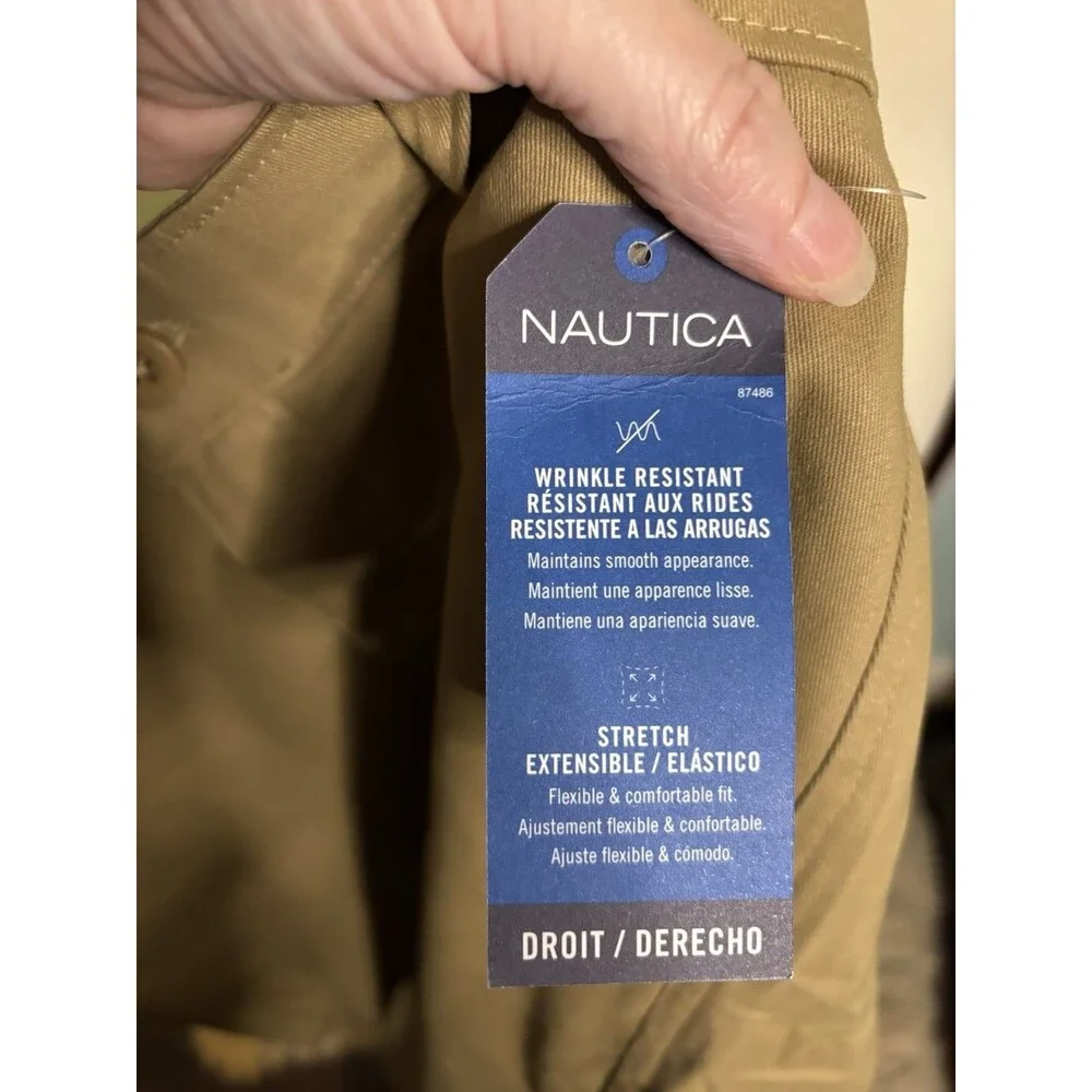 New Nautica Khaki Mens Straight Leg 32x32 Uniform Approved Retail $44 #050